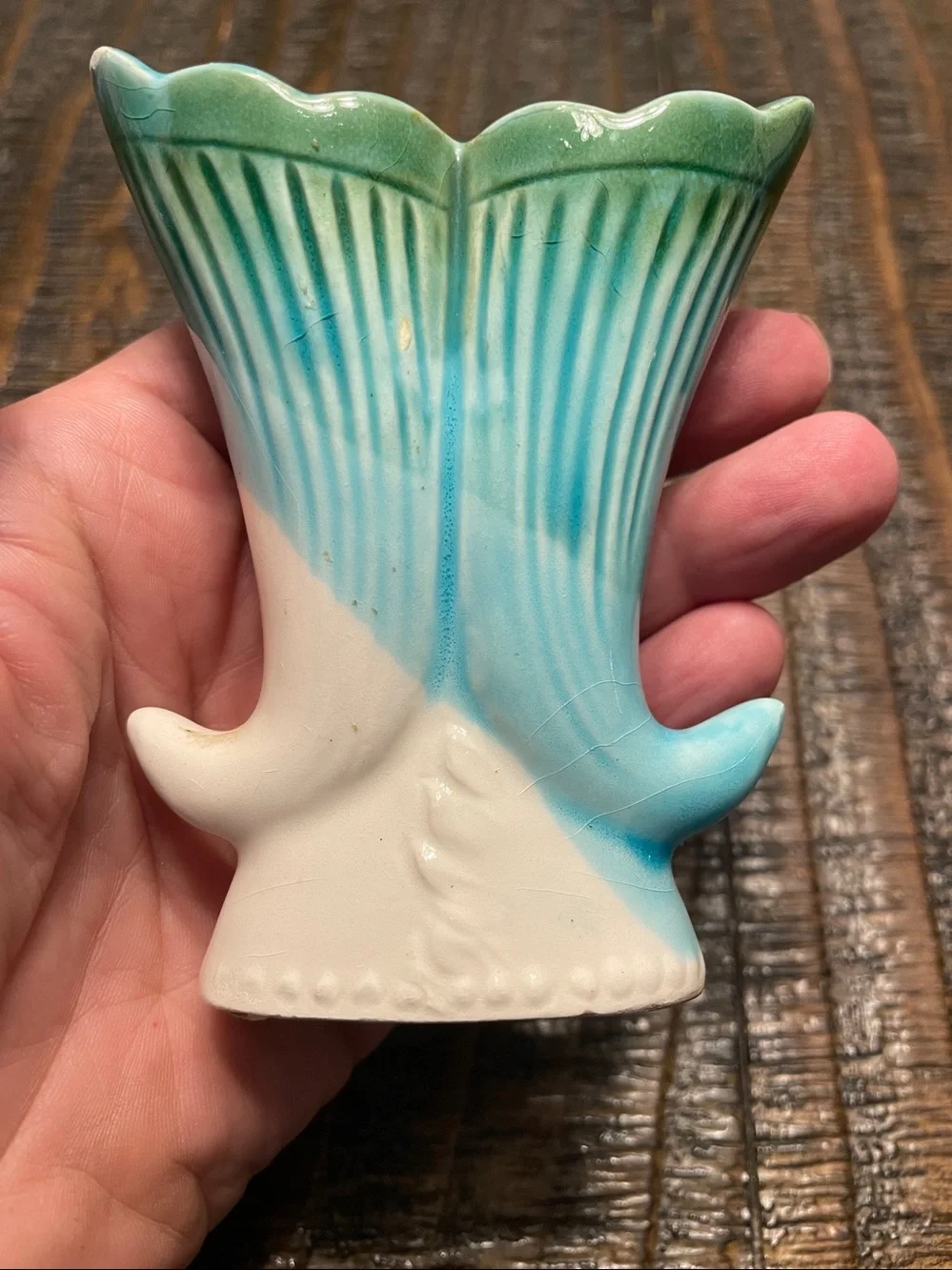 Vintage Mid-Century Japanese Double Cornucopia Miniature Vase